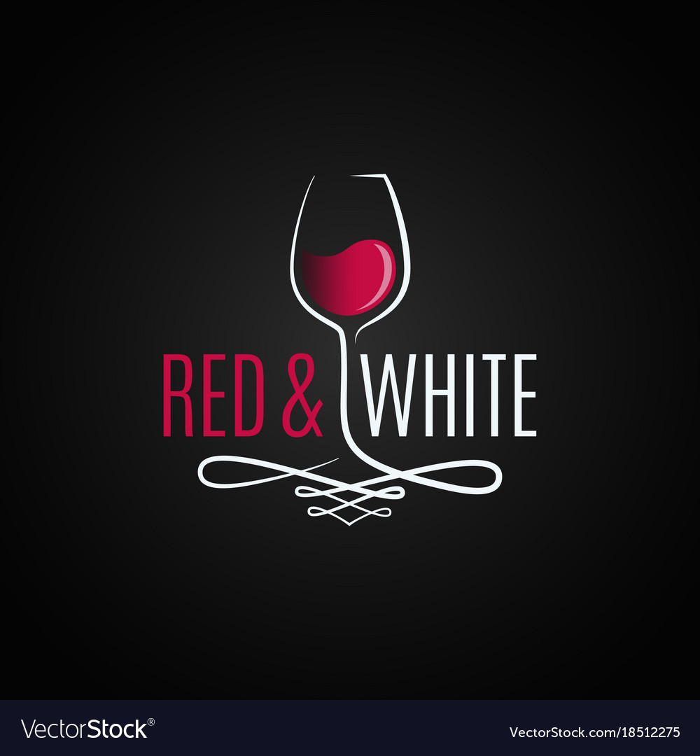 Wine glass logo red and white wine vintage design Vector Image