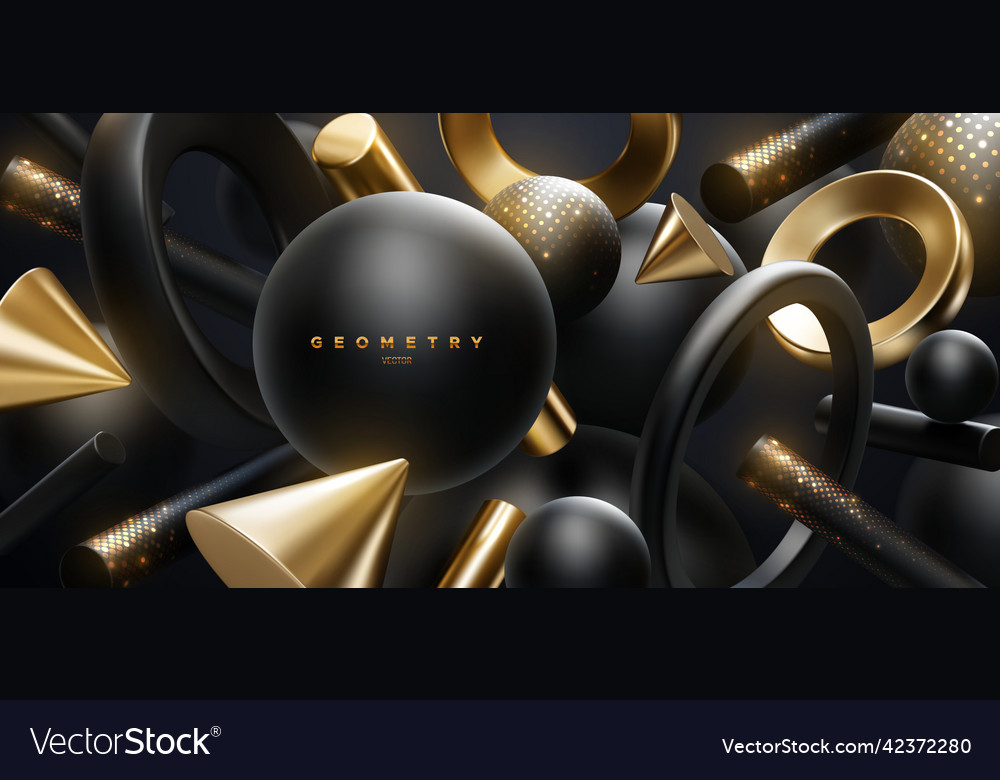 Black and gold geometry shapes abstract background