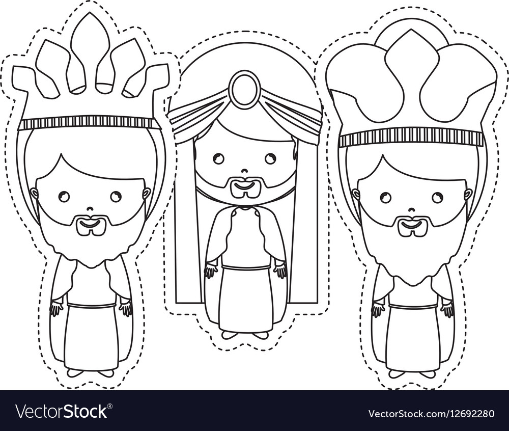 Dotted Sticker The Three Wise Men Royalty Free Vector Image