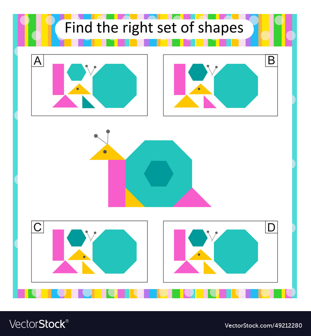 Logic puzzle for kids find the correct set Vector Image