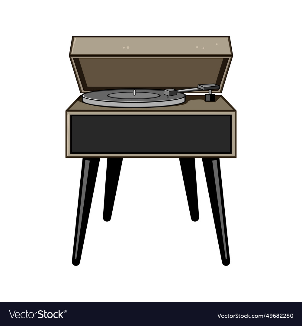 Music vinyl player cartoon Royalty Free Vector Image