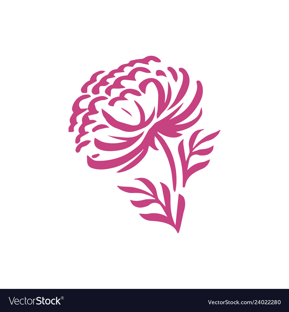 Silhouettes hand drawn peony flowers Royalty Free Vector