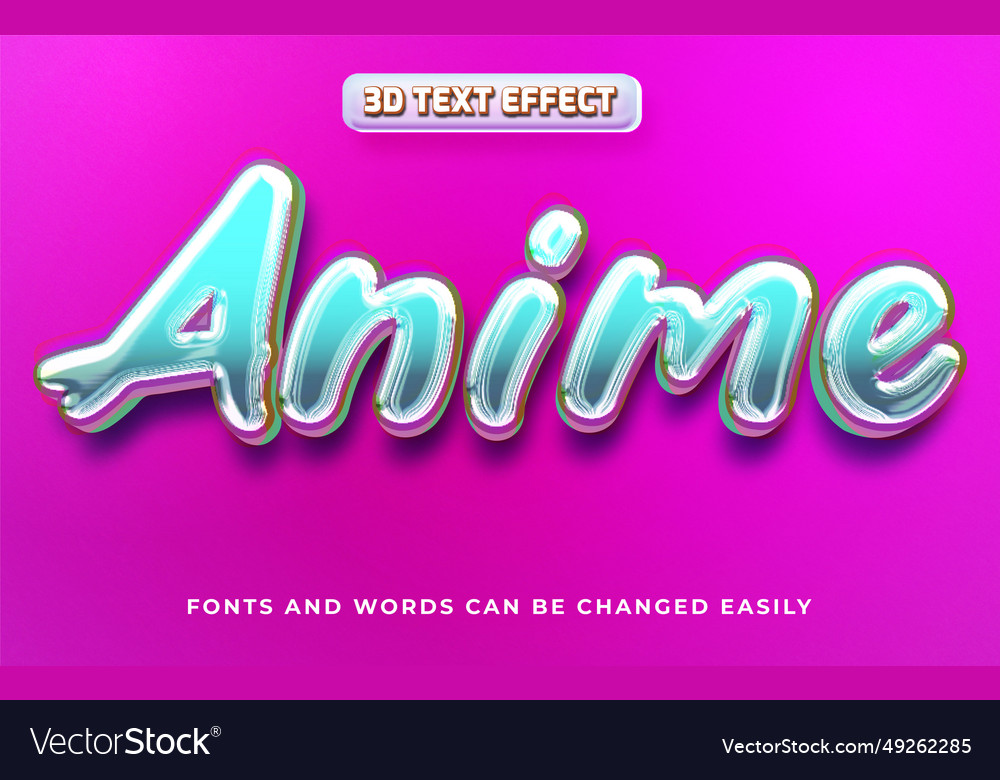 Anime cartoon 3d editable text effect style Vector Image