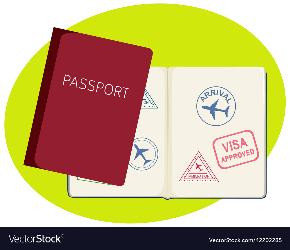 Closed and opened passports in cartoon style Vector Image