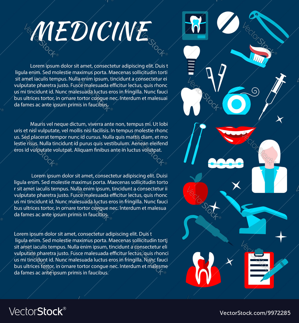 Dentistry Medicine Infromation Banner Template Vector Image