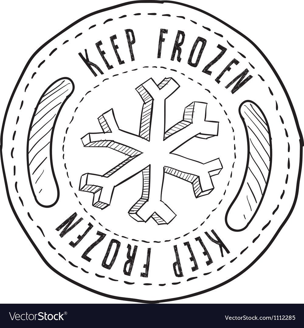 Doodle label keep frozen Royalty Free Vector Image