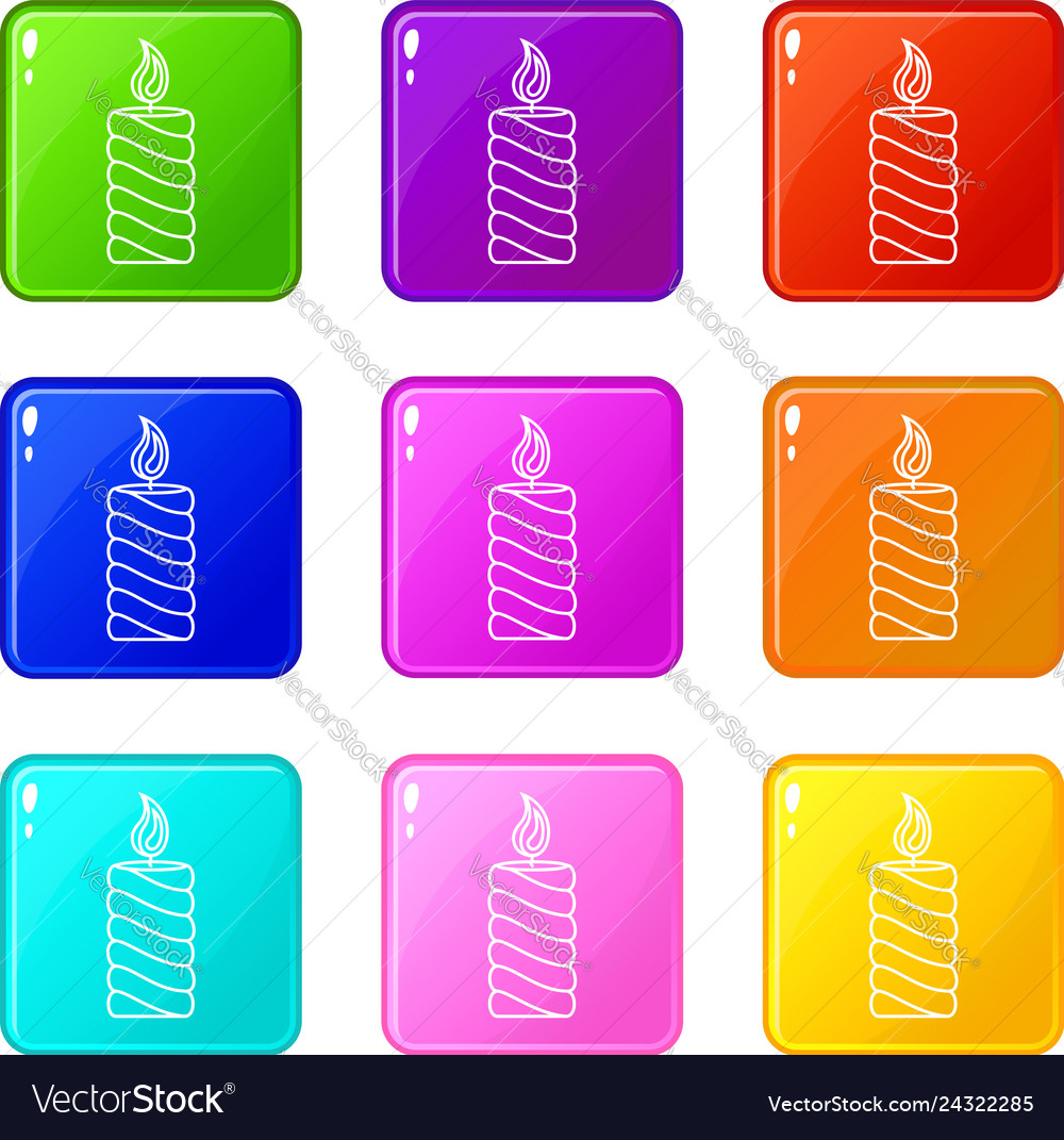 Rectangular icons set 9 color collection Vector Image