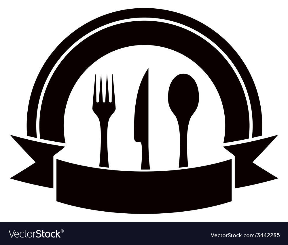 Restaurant invitation icon with table ware and Vector Image