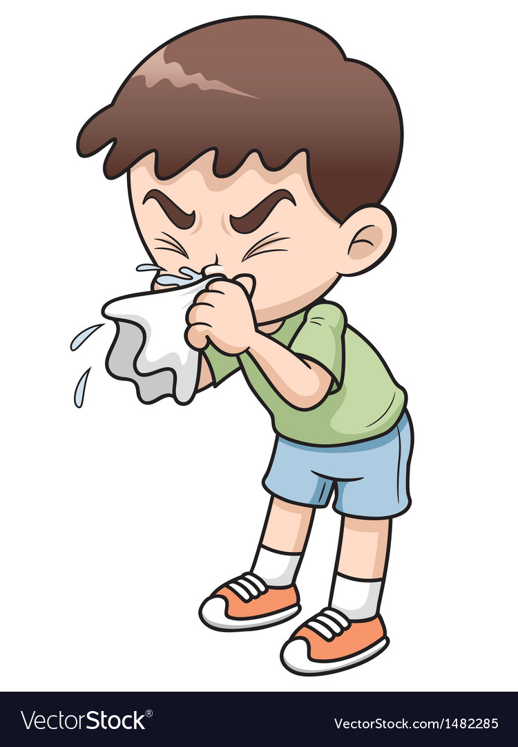 Sick Boy Cartoon Royalty Free Vector Image Vectorstock