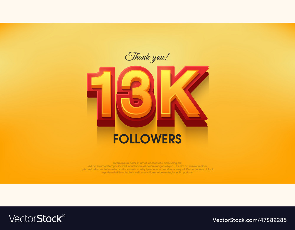 Thank you 13k followers 3d design background Vector Image