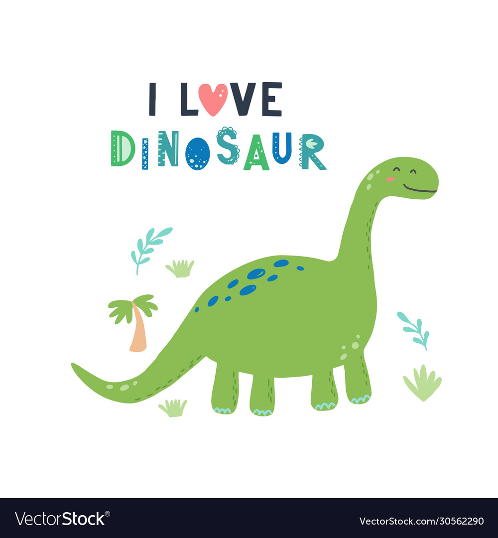 Cute dinosaur hand drawn style for kids design Vector Image