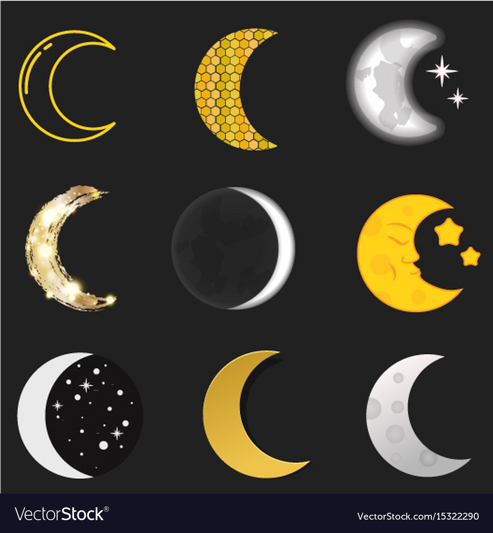 Different moon nature cosmos cycle satellite Vector Image