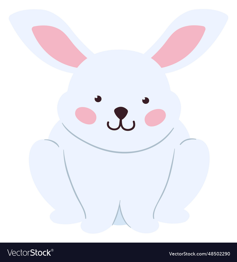 Funny white hare sitting cute rabbit animal Vector Image