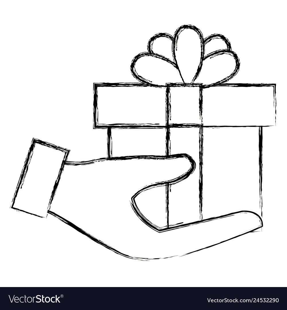 Hand with gift box present Royalty Free Vector Image