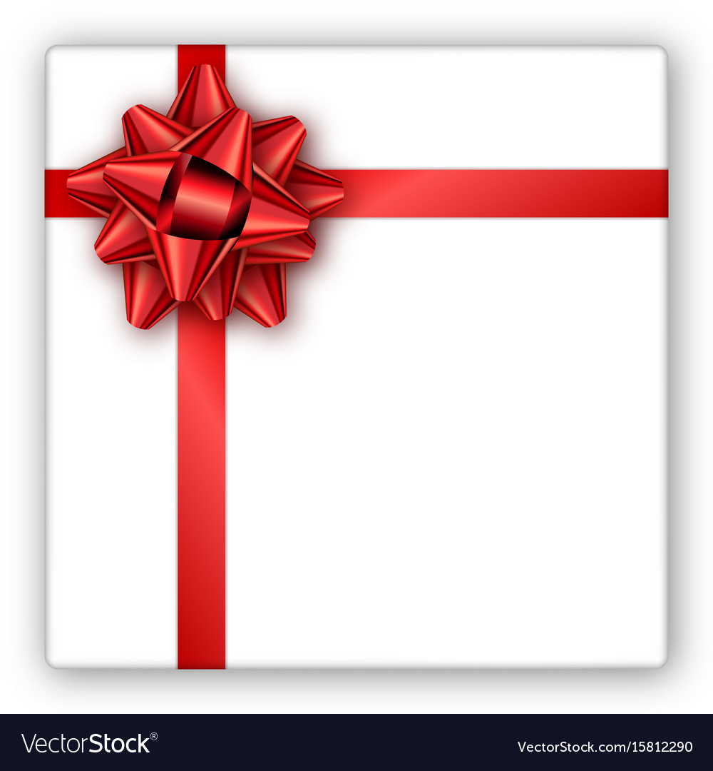 Holiday Gift Box With Red Ribbon And Bow Template Vector Image