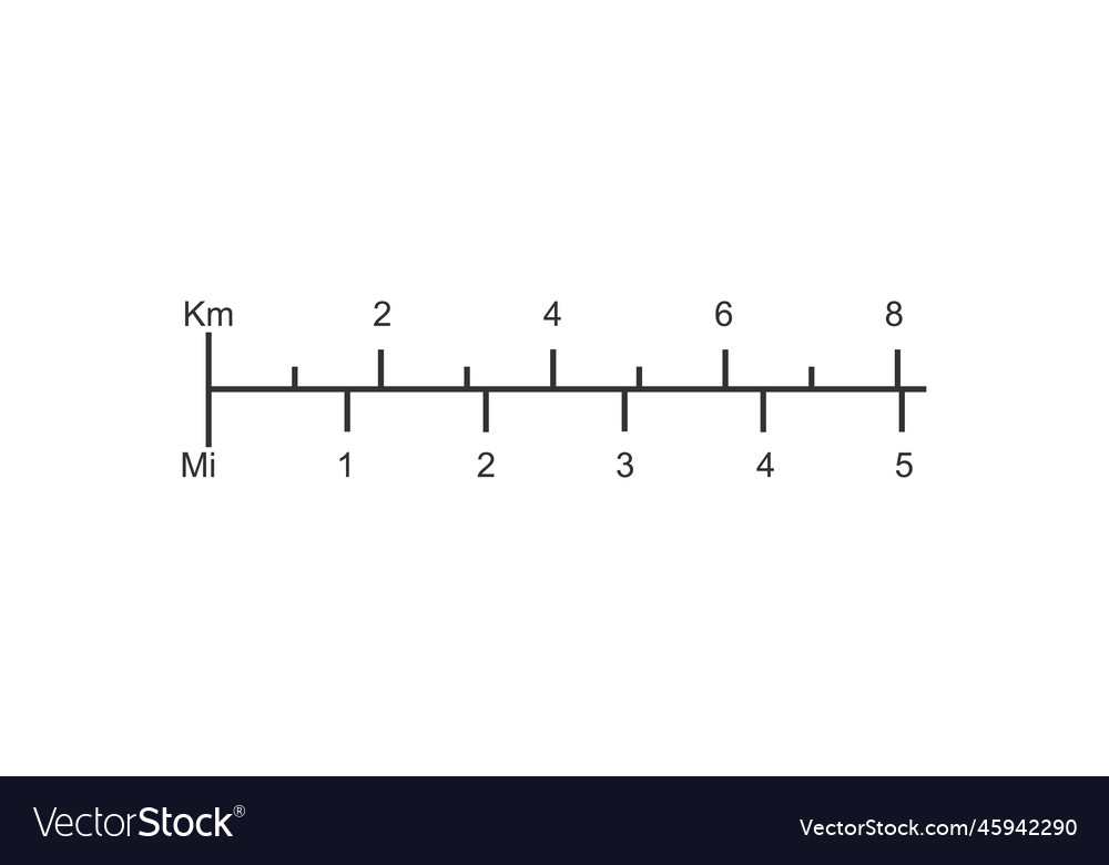 linear-map-scale-with-kilometers-and-miles-ratio-vector-image