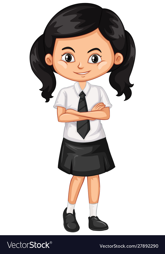 One happy girl in school uniform Royalty Free Vector Image
