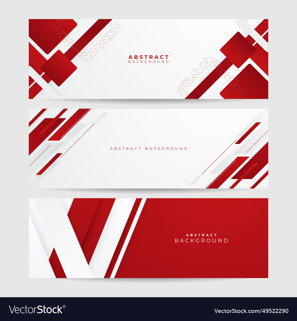 Red and white abstract wide banner background Vector Image