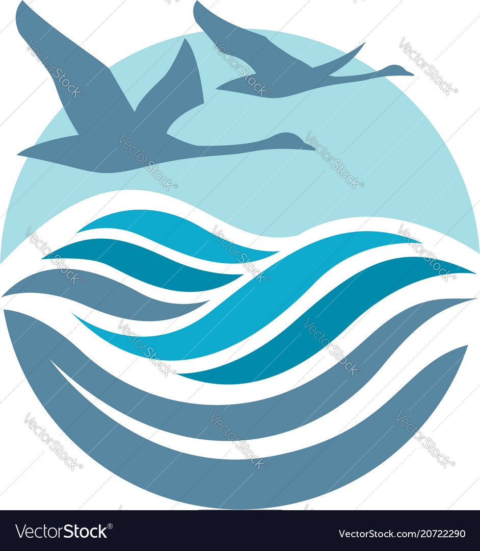 Swans and waves icon Royalty Free Vector Image