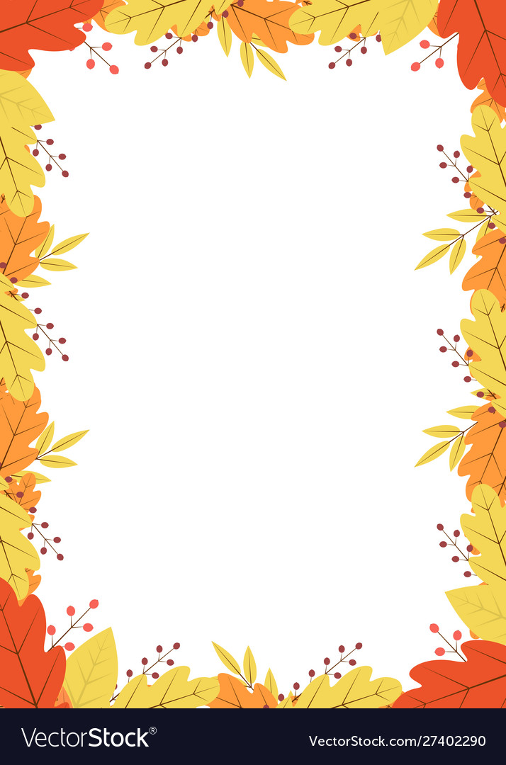 Vertical frame colorful autumn leaves Royalty Free Vector