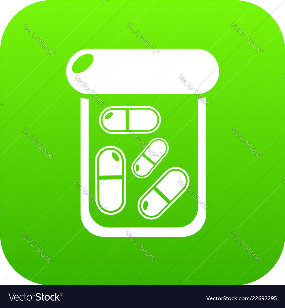 Bottle drug icon green vector image