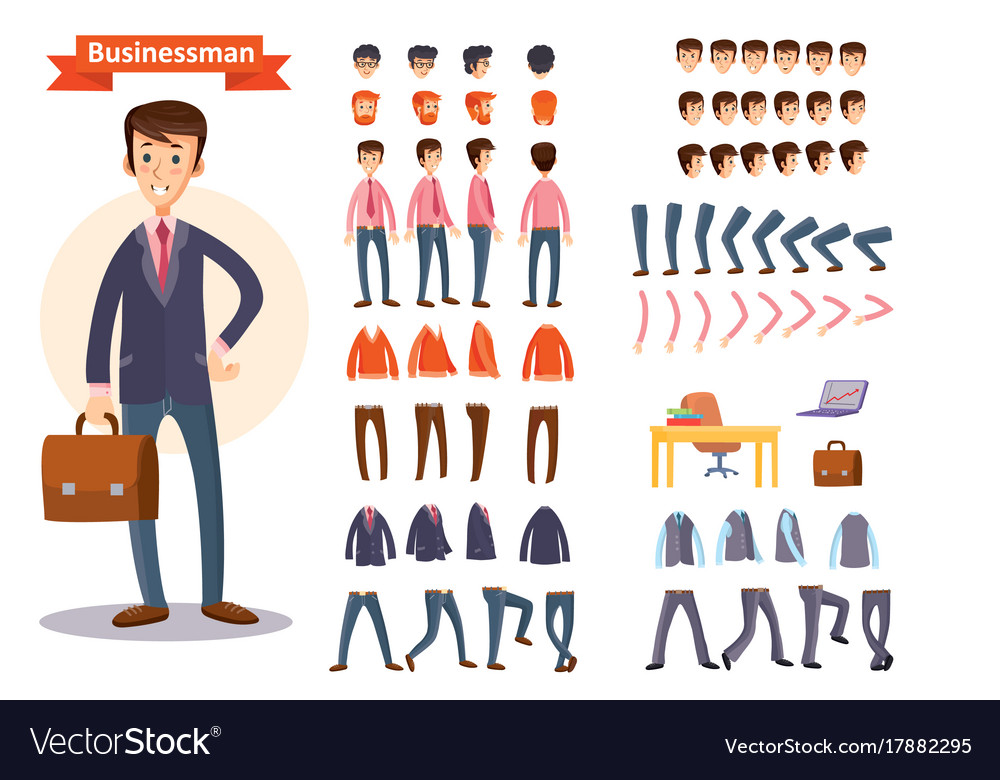 Businessman cartoon personage generator Royalty Free Vector Businessman cartoon personage generator Royalty Free Vector