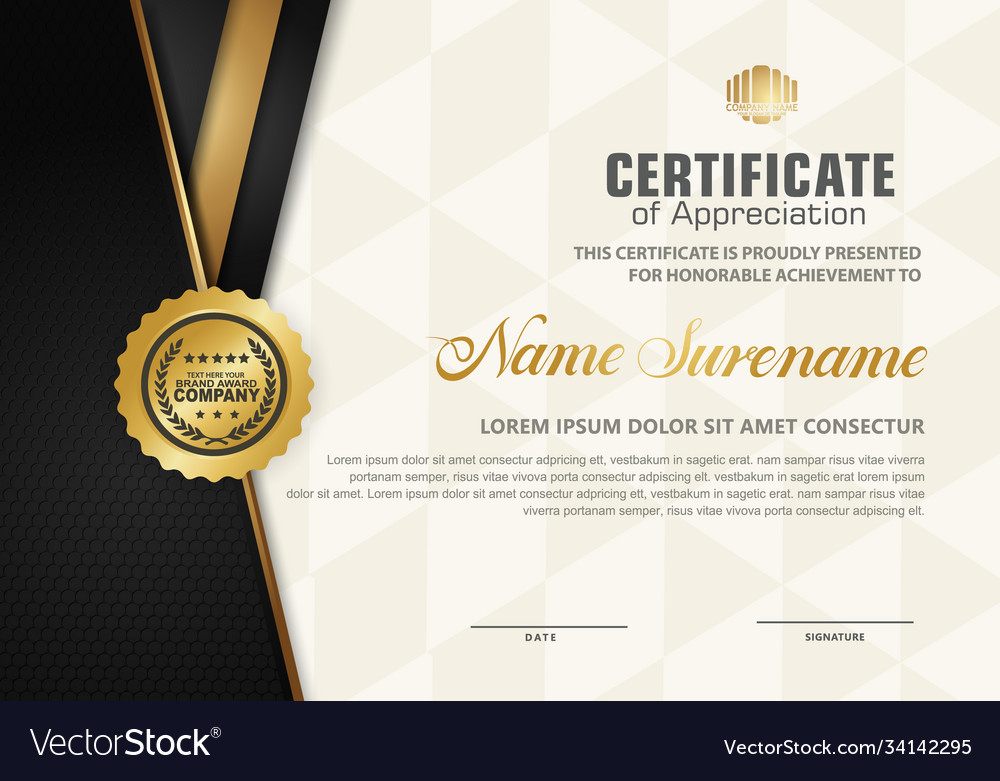 Certificate template with luxury patterndiploma Vector Image