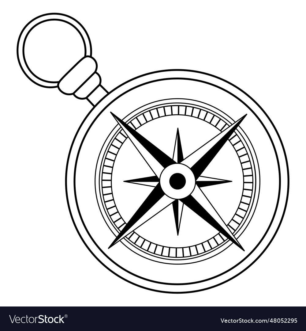 Compass filled stroke from top Royalty Free Vector Image