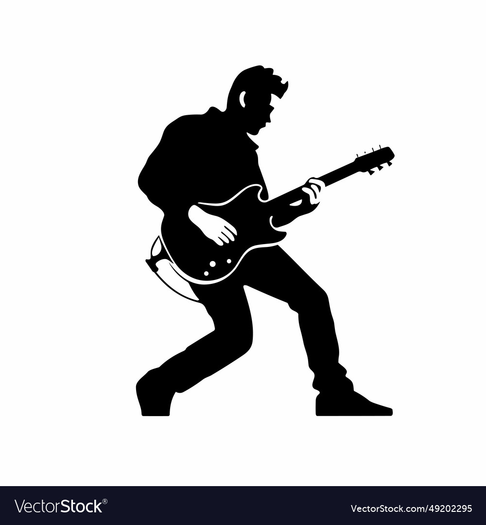 Guitarist black icon on white background Vector Image