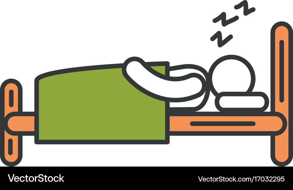 Human silhouette sleeping in the bed Royalty Free Vector