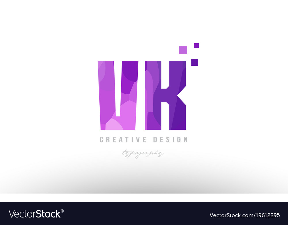 Vk v k pink alphabet letter logo combination with Vector Image