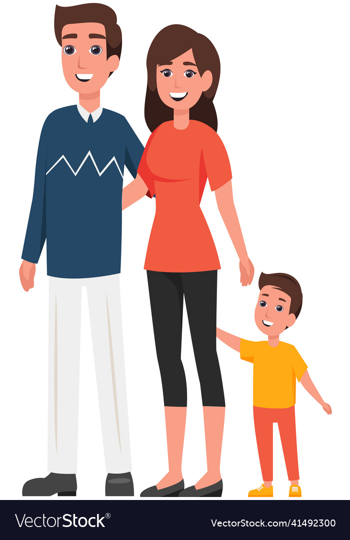 Young family father mother and child stand Vector Image