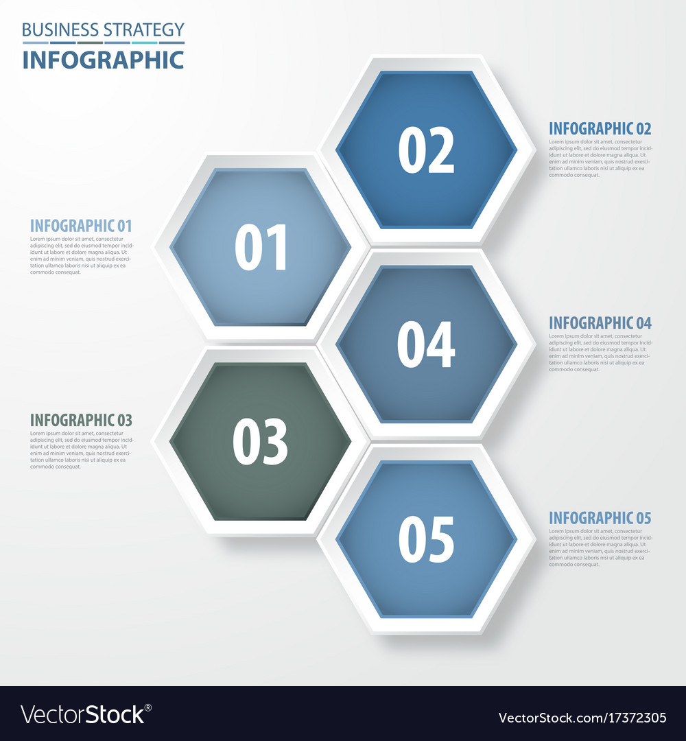 5 Modern And Clean Hexagon Design Elements Vector Image