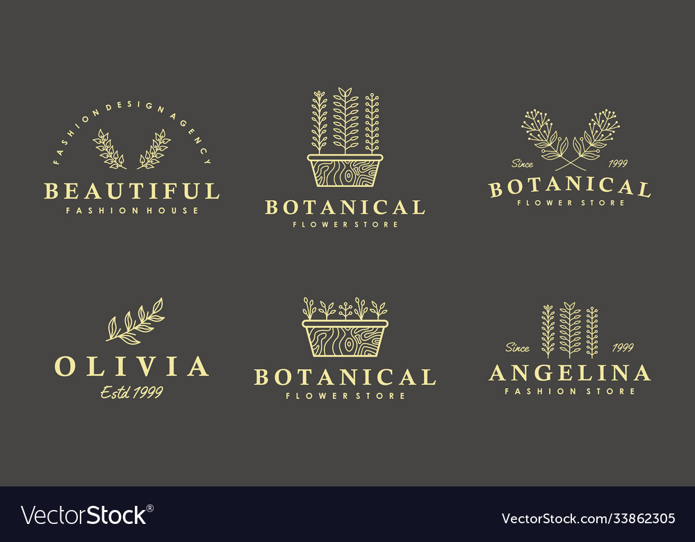 Botanische Garten-Logo-Kollektion mit minimalistischen