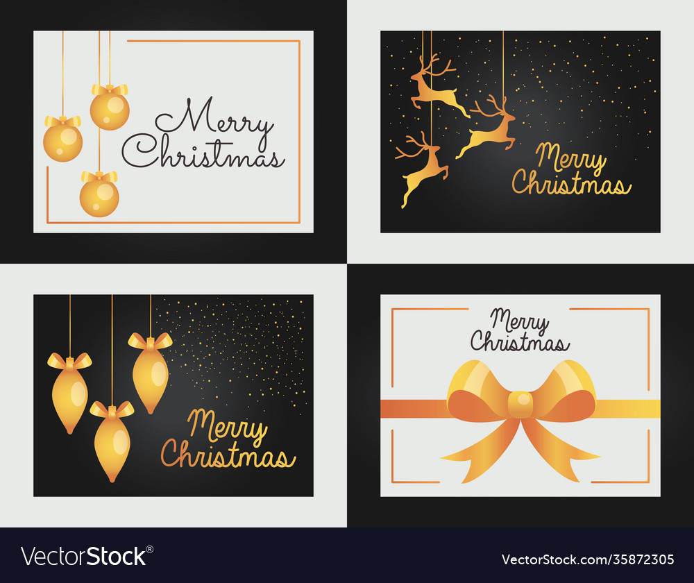 Design icon set christmas golden elegant cards Vector Image