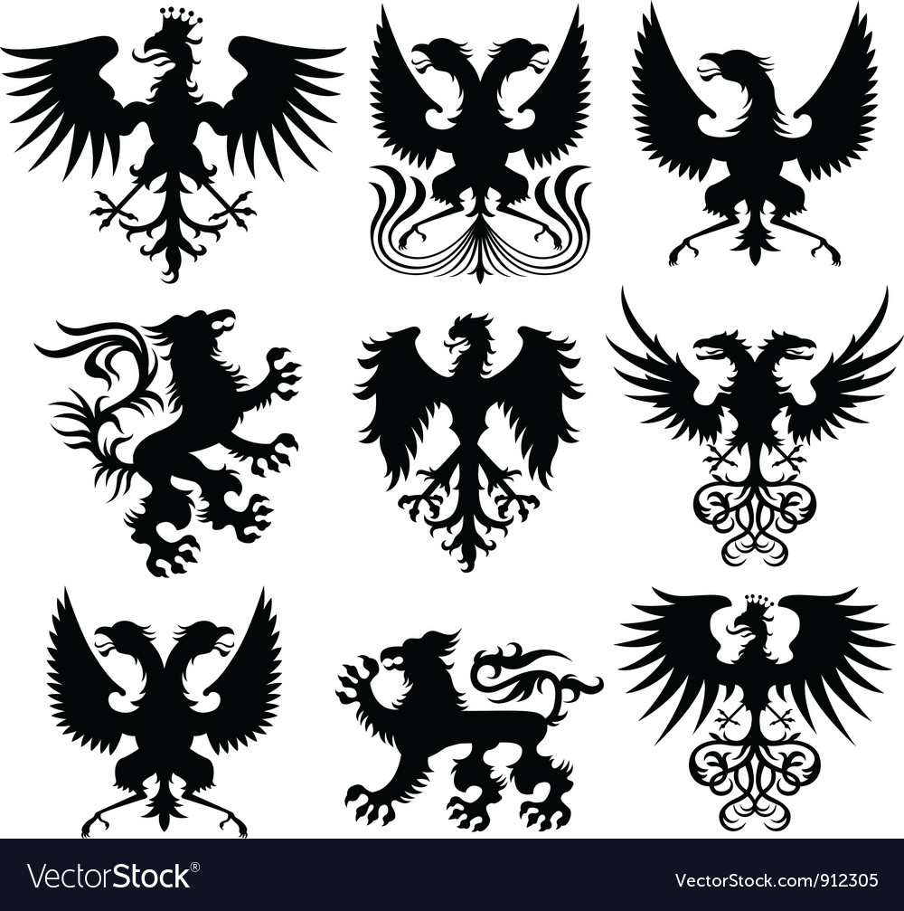 Griffin and eagle set Royalty Free Vector Image