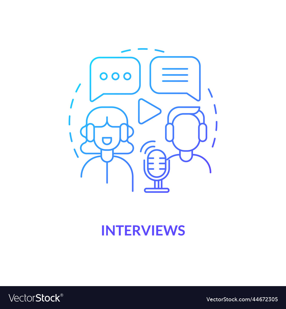 Interviews Blue Gradient Concept Icon Royalty Free Vector