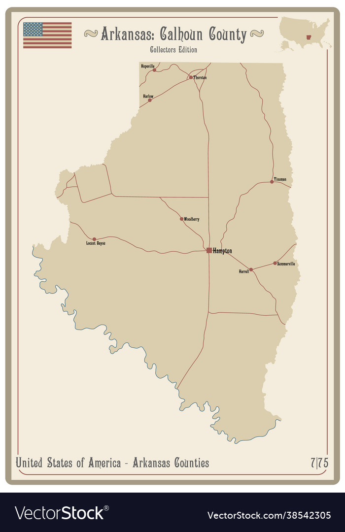 Map calhoun county in arkansas Royalty Free Vector Image