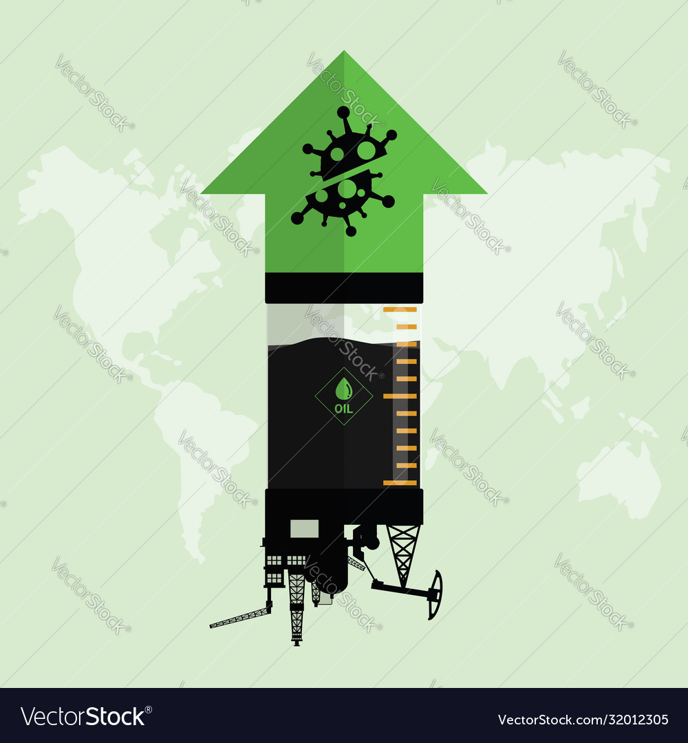 Oil stock price rebound from covid 19 be defeated vector image