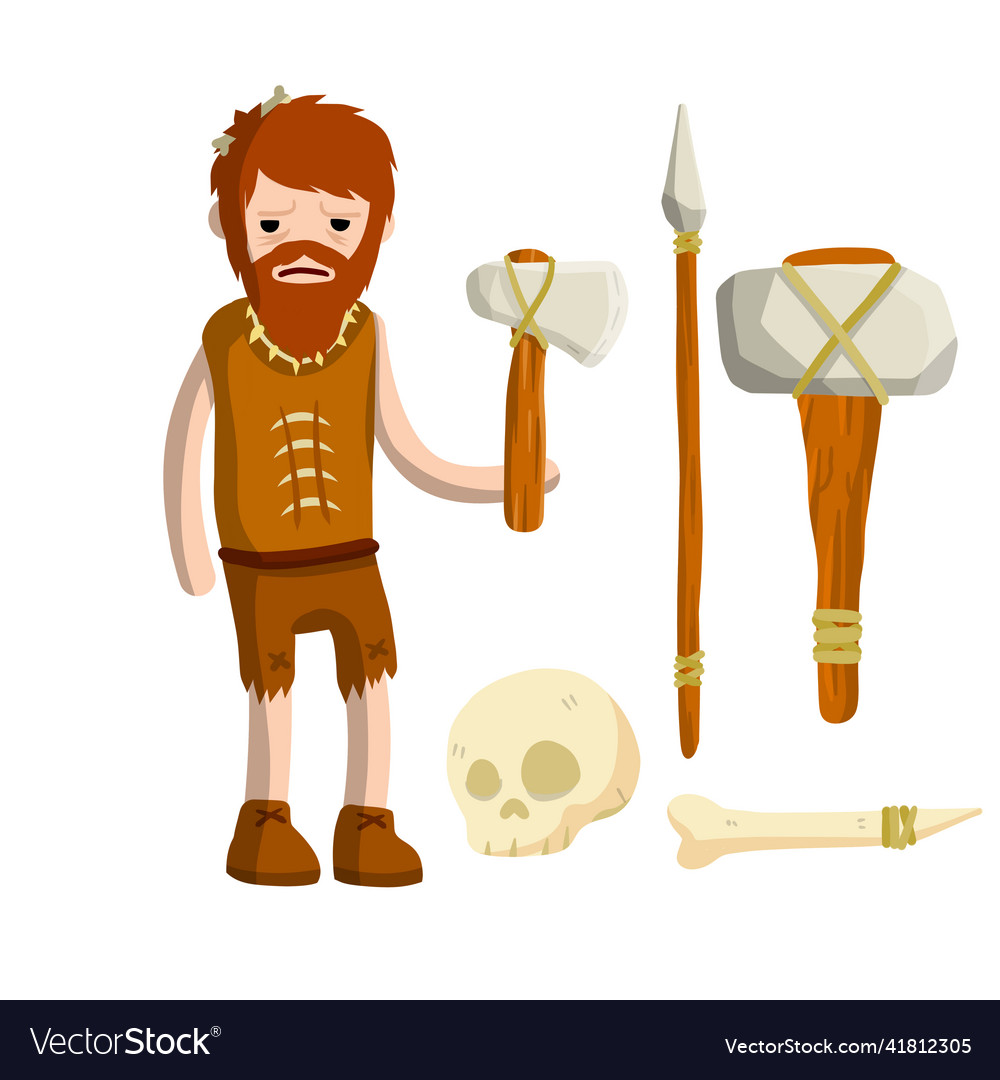 Primitive Caveman Prehistoric Hunter Royalty Free Vector