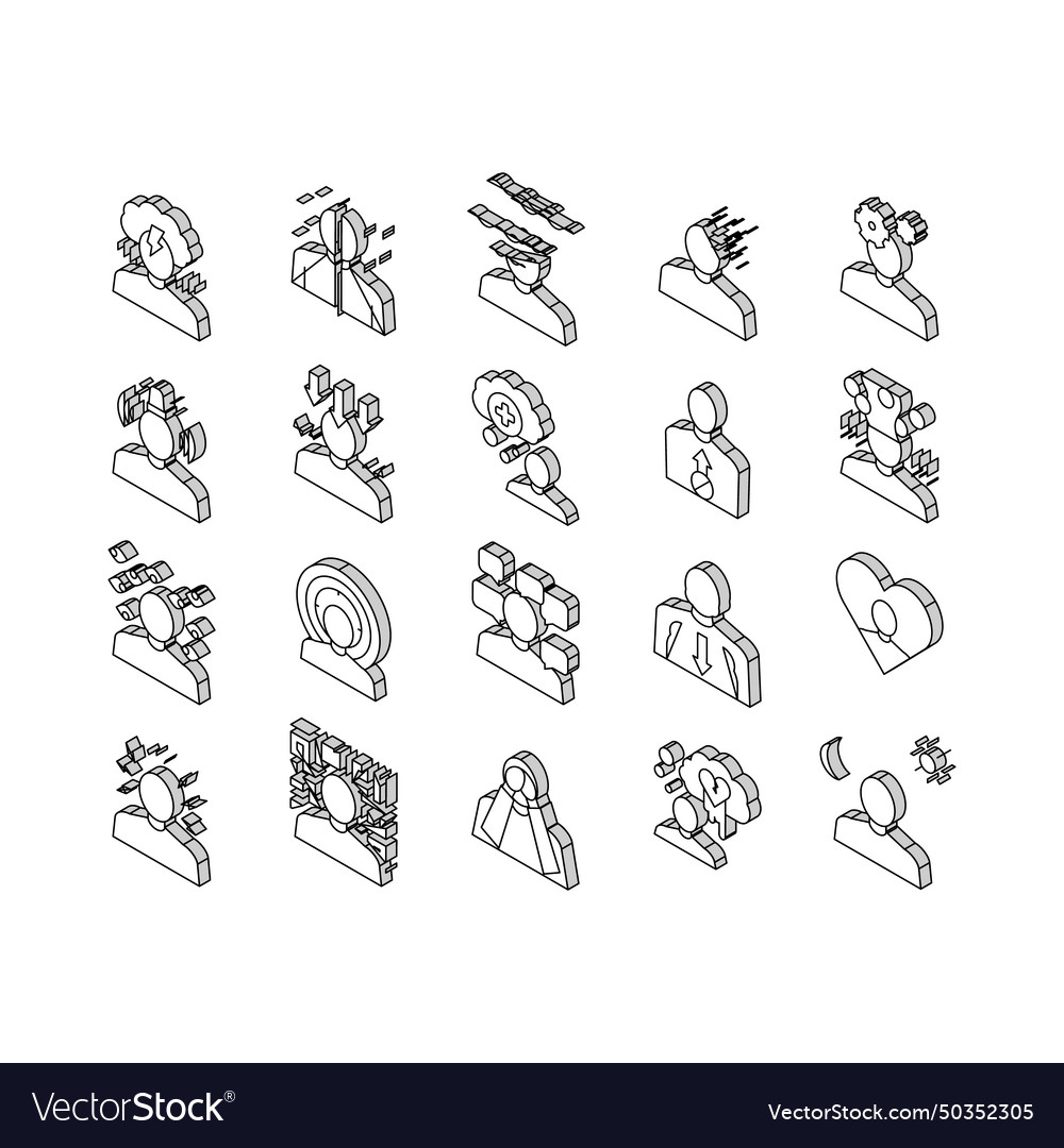 Psychological problems collection isometric icons Vector Image