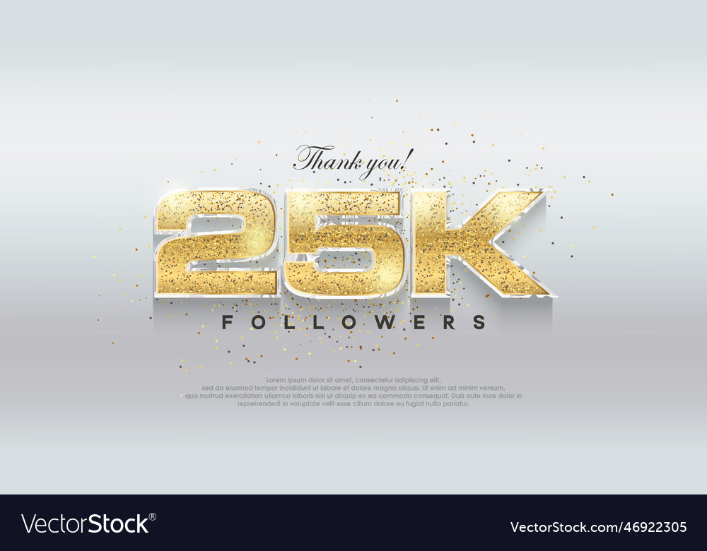 Shiny luxury gold 25k followers premium Royalty Free Vector