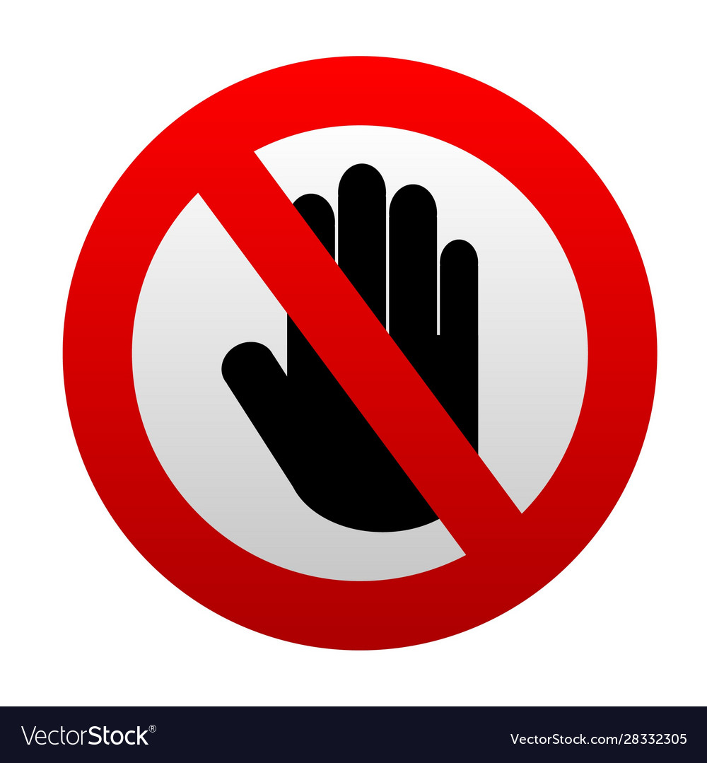 Stop hand forbidden sign Royalty Free Vector Image