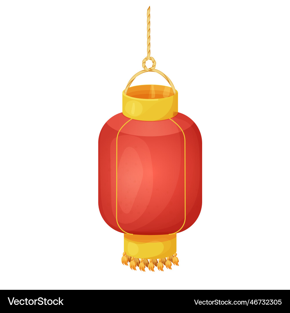 Traditional red lantern hanging lamp with rope Vector Image