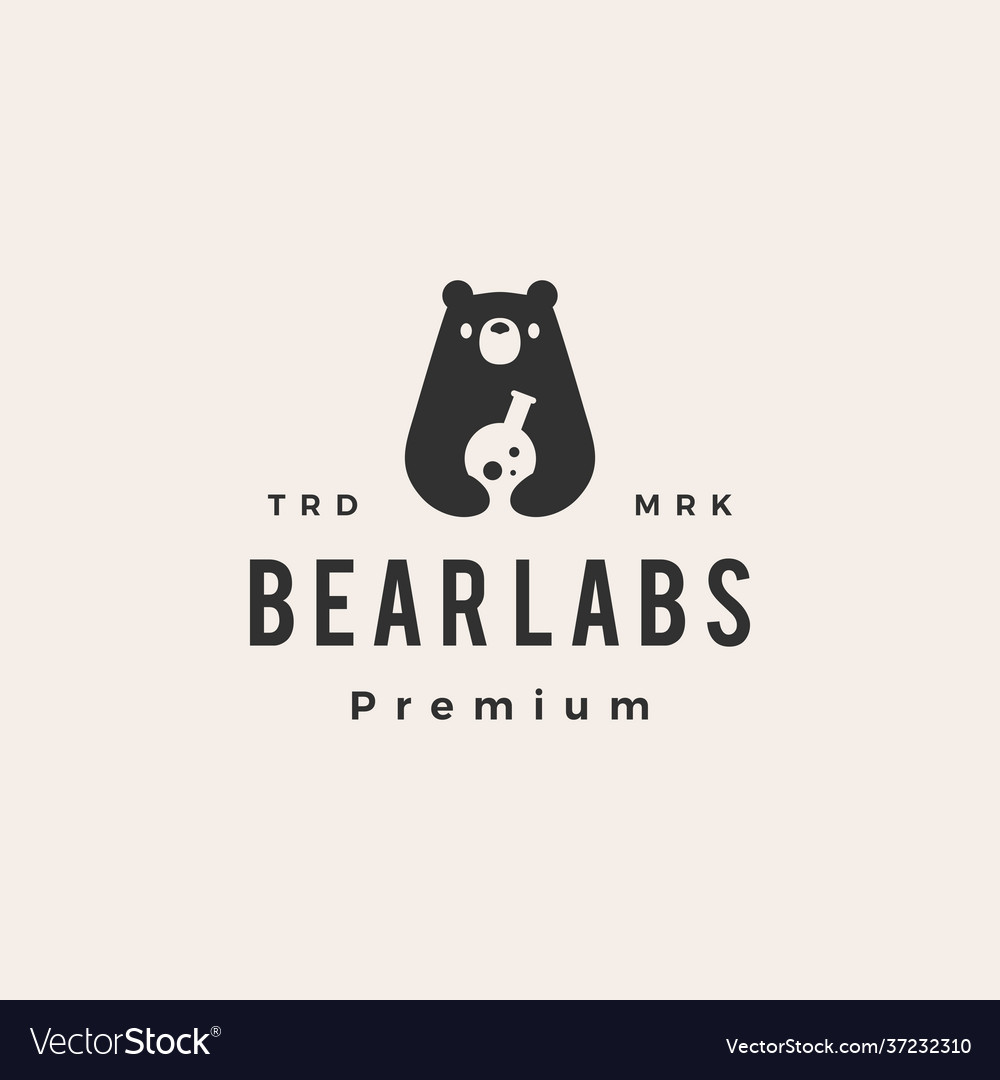 Bear labs laboratory hipster vintage logo icon Vector Image