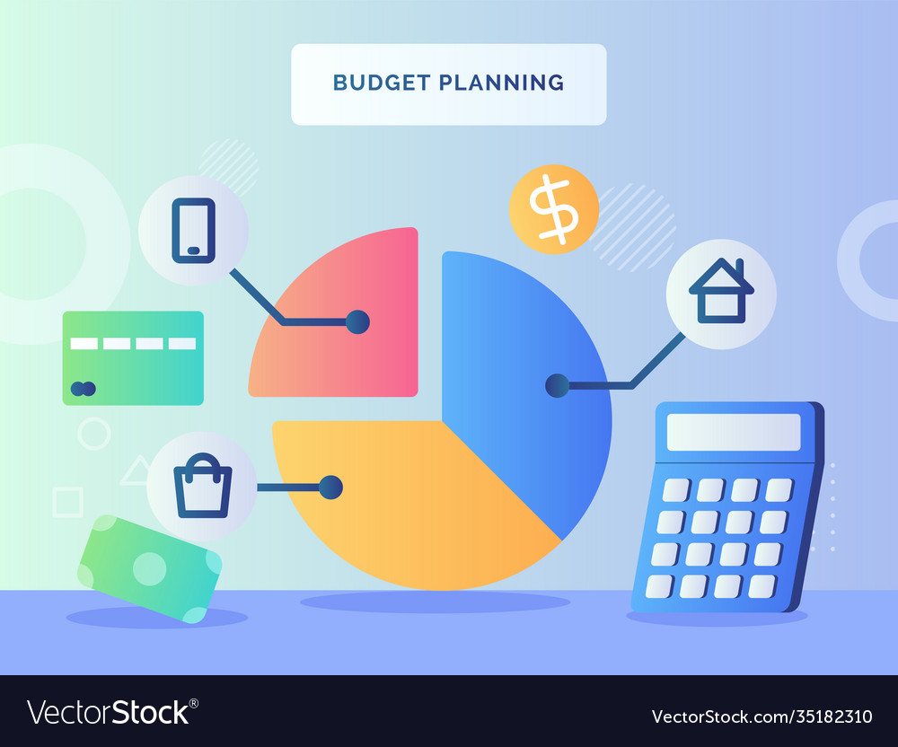 Budged planning concept pie chart piece house Vector Image