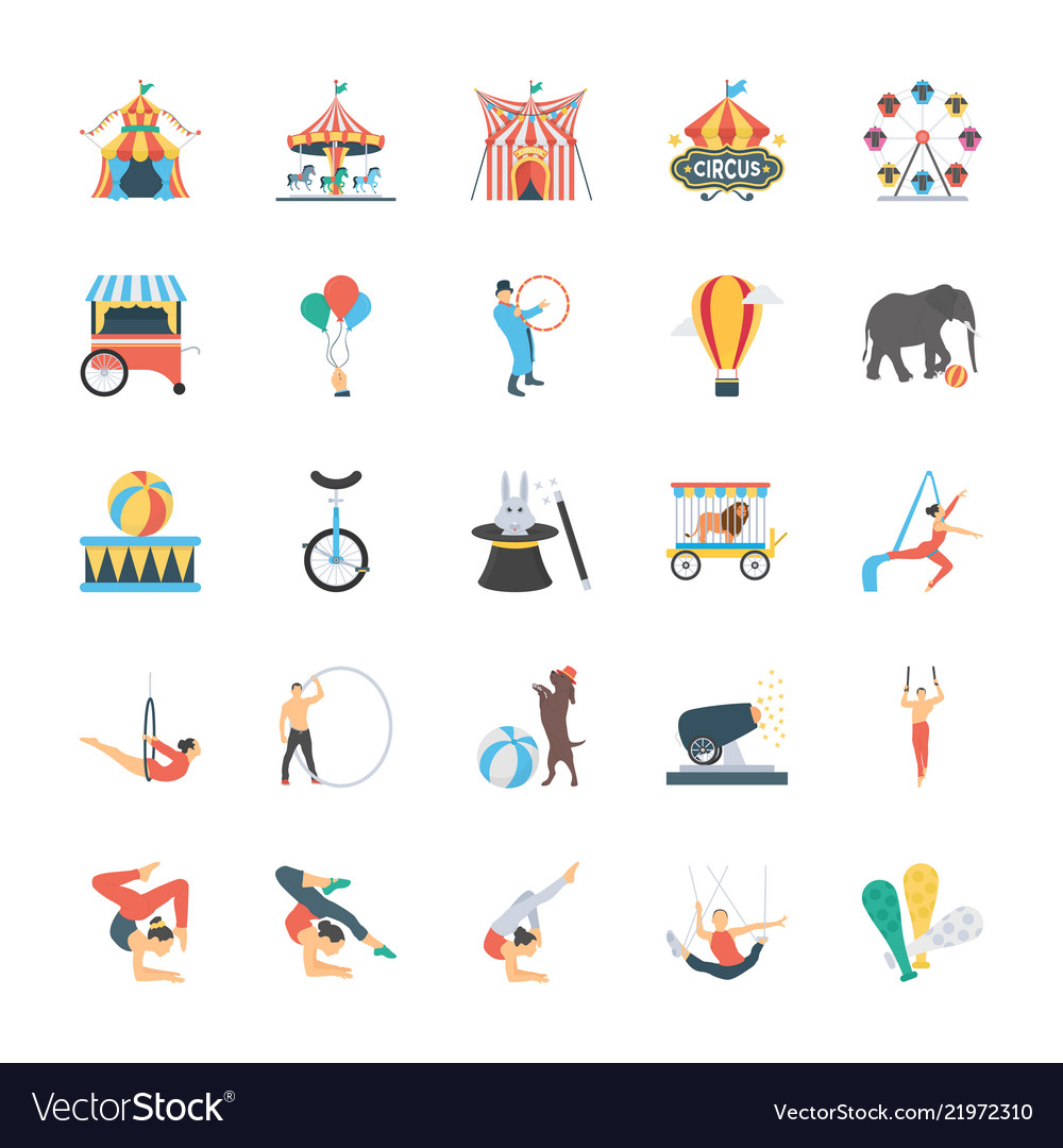 Carnival circus flat icons