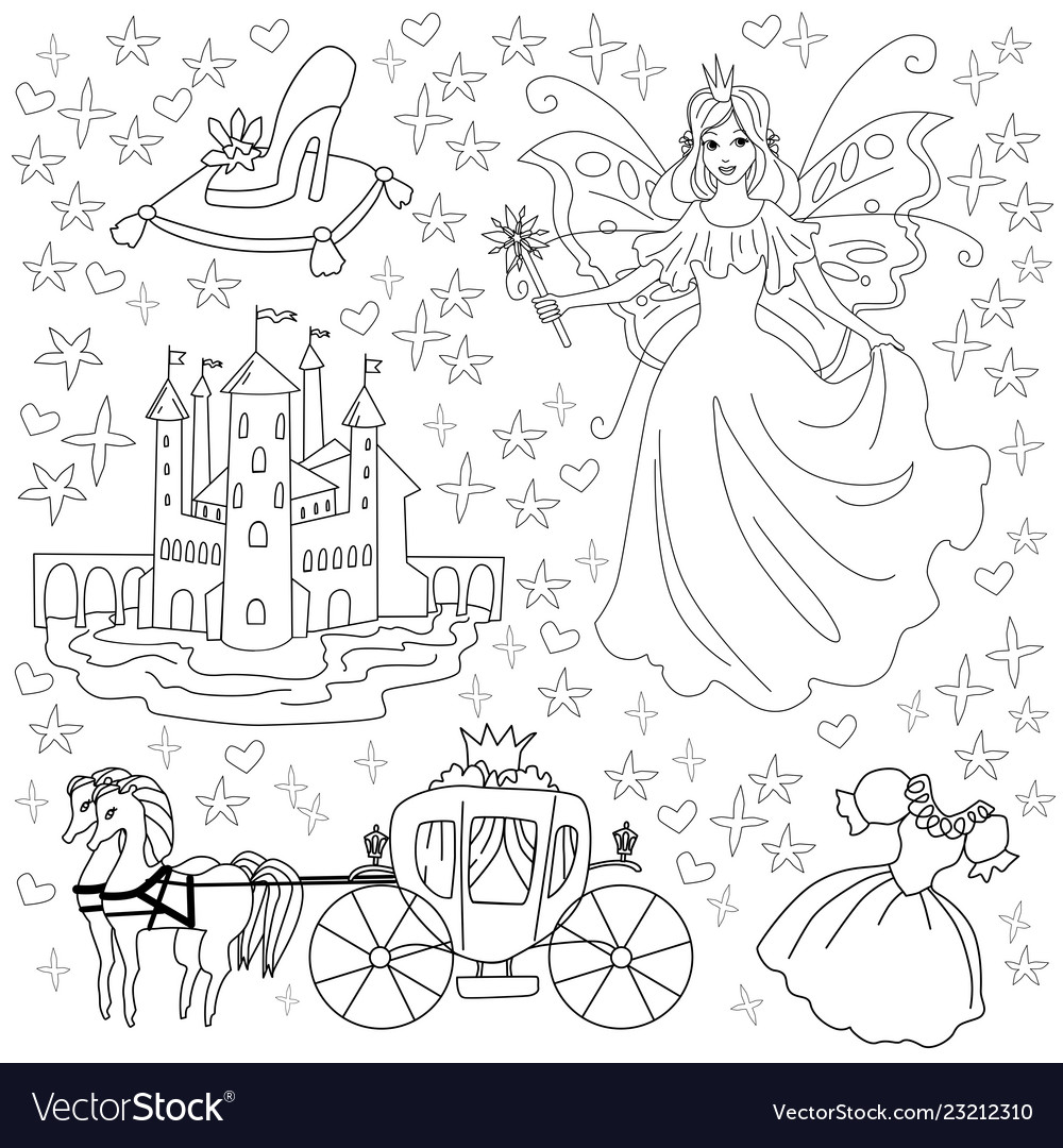 Fairy Tale Coloring Page For Kids Royalty Free Vector Image