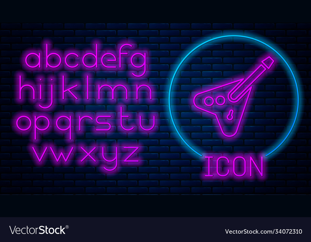 Glowing neon electric bass guitar icon isolated Vector Image