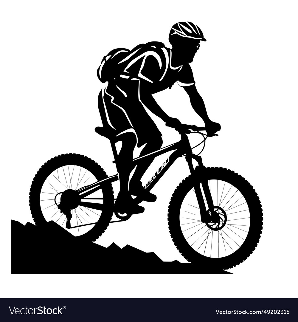 Mountain biker black icon on white background Vector Image